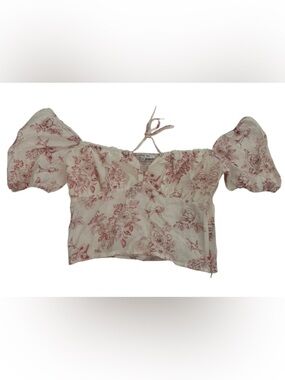 Love Tree Off Shoulder Floral Top Size Medium | Cottagecore Puff Sleeve Blouse